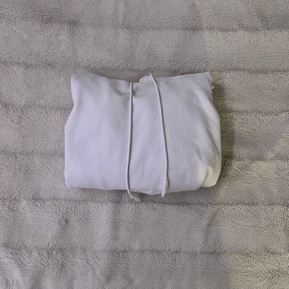 White hoodie with red flames on arms - Picture 4 of 5